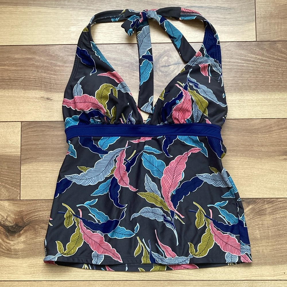 Boden Leaf Halter Tankini Top